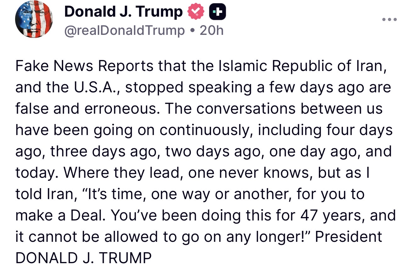 Trump’s Conversations with Iran Continue. Fake news say they stopped.