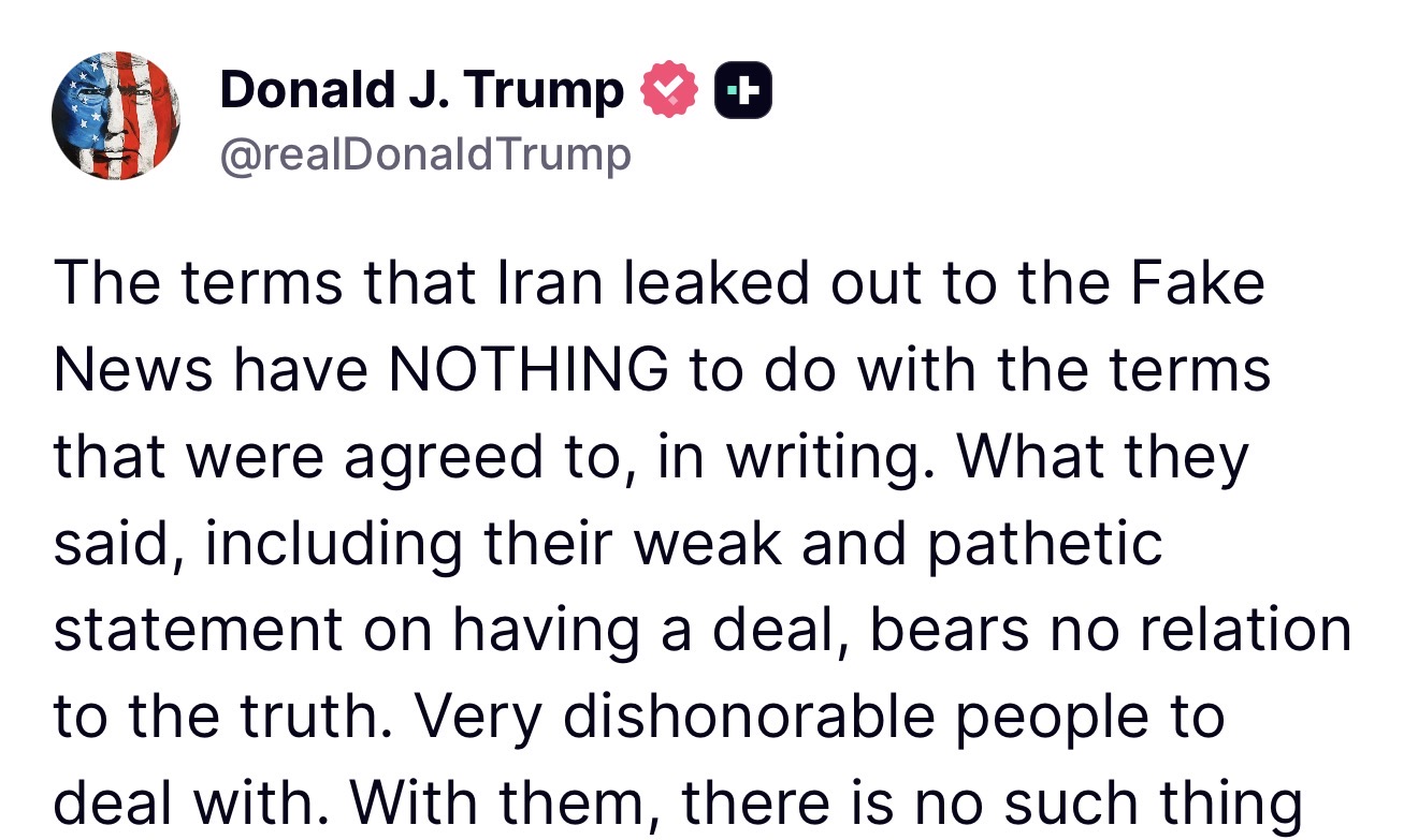 Iran is lying about the Terms Agreed Upon in writing