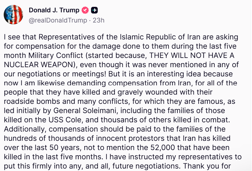 Trump forgot about reparations to the people of Israel and Argentina